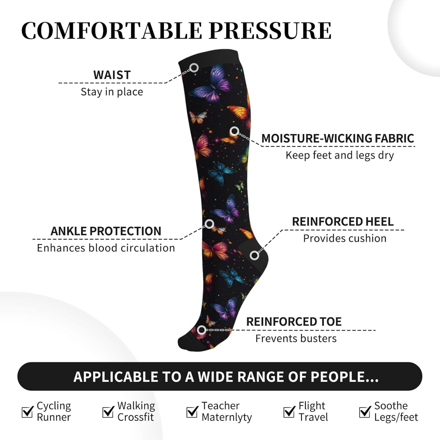 Compression Socks Calf Knee High Support Socks Novelty For Women Men Athletic Running Hiking Nurse - Image 4