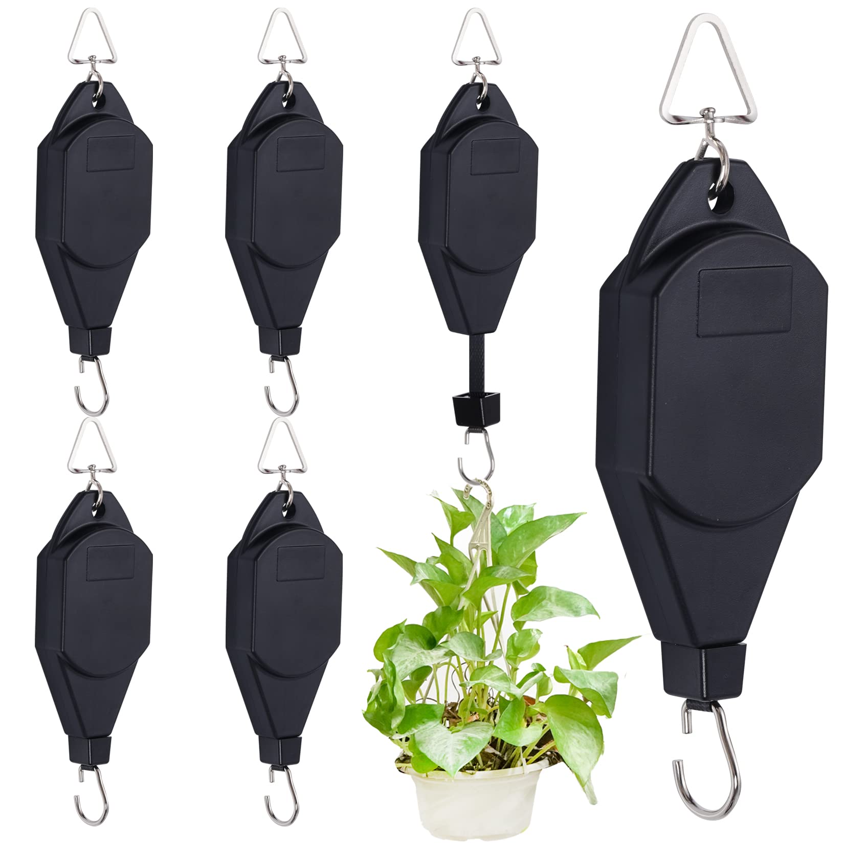 Amazon.com: SUMERSHA 6 Pack Plant Pulley Hanger Retractable Plant Hanging  Basket Hooks Adjustable Rope Heavy Duty Plant Hanging Pulleys for Garden  Baskets Pots, Black : Patio, Lawn & Garden