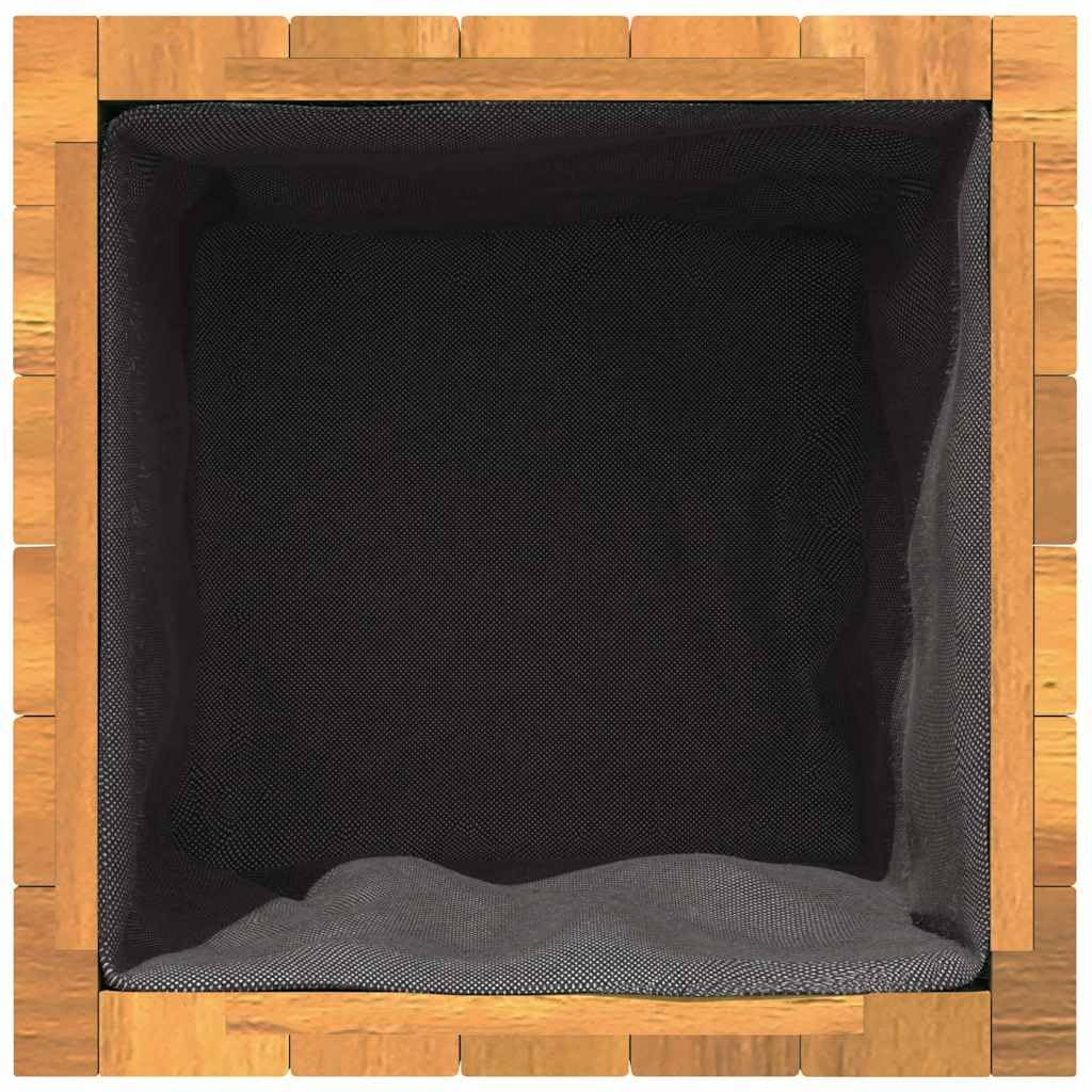 Fioriera da Giardino 35x35x60cm in Legno Massello di Acacia | Vaso alto in acacia con sacco in tessuto non tessuto per piante e fiori, adatto per soggiorno, balcone e ufficio.