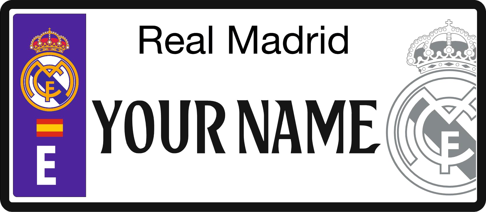 Real Madrid Matrícula Personalizada 6 x 14 cm