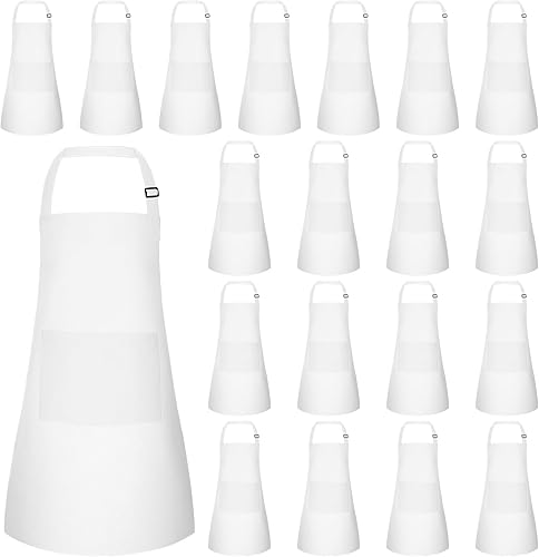 Miniatura 8 de Juego de 5 delantales para niños, delantal ajustable para niños con 2 bolsillos, delantal de chef para niños para pintar, cocinar, hornear, Negro