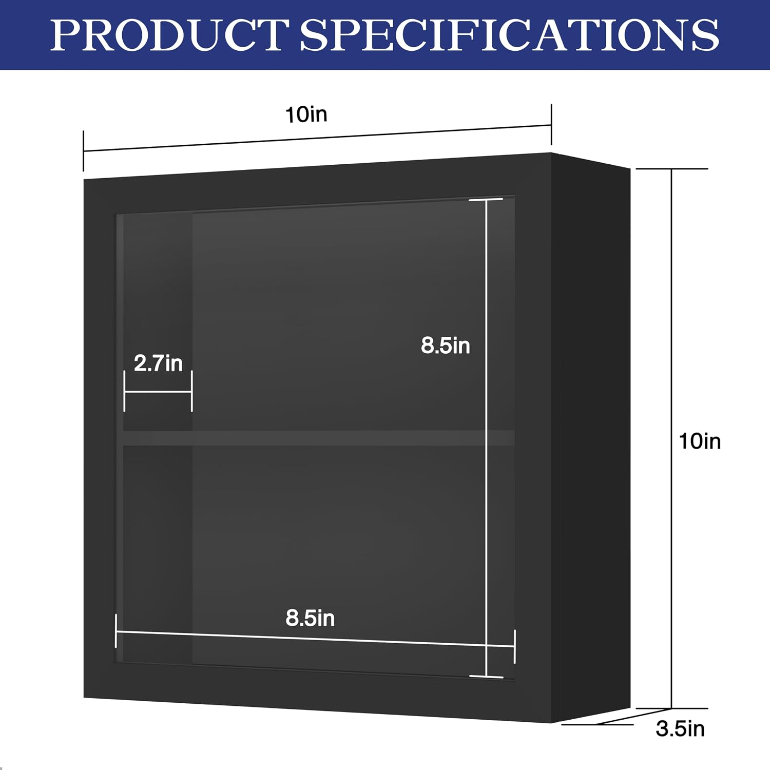 An&He 10x10 Shadow Box Frame Engineered Wood | with a 2.7" Usable Display Depth | Includes Acid-Free Backing Board, UV Resistant Acrylic, and Hanging Hardware-Black
