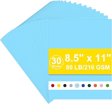 Cardstock 8.5 x 11, 216gsm Cover Cardstock Blue,80Lb Card Stock Paper, Heavy Copy Card Stock for Printer,Scrapbook,Christmas Light Blue Cardstock, 30 Sheets