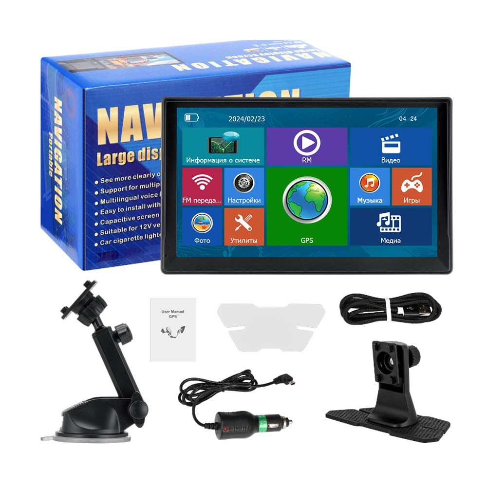 Sistema de navegación portátil de 9 pulgadas, pantalla grande montada en vehículo, pantalla capacitiva de 8 GB + memoria de 256 MB universal para automóviles de pasajeros y camiones
