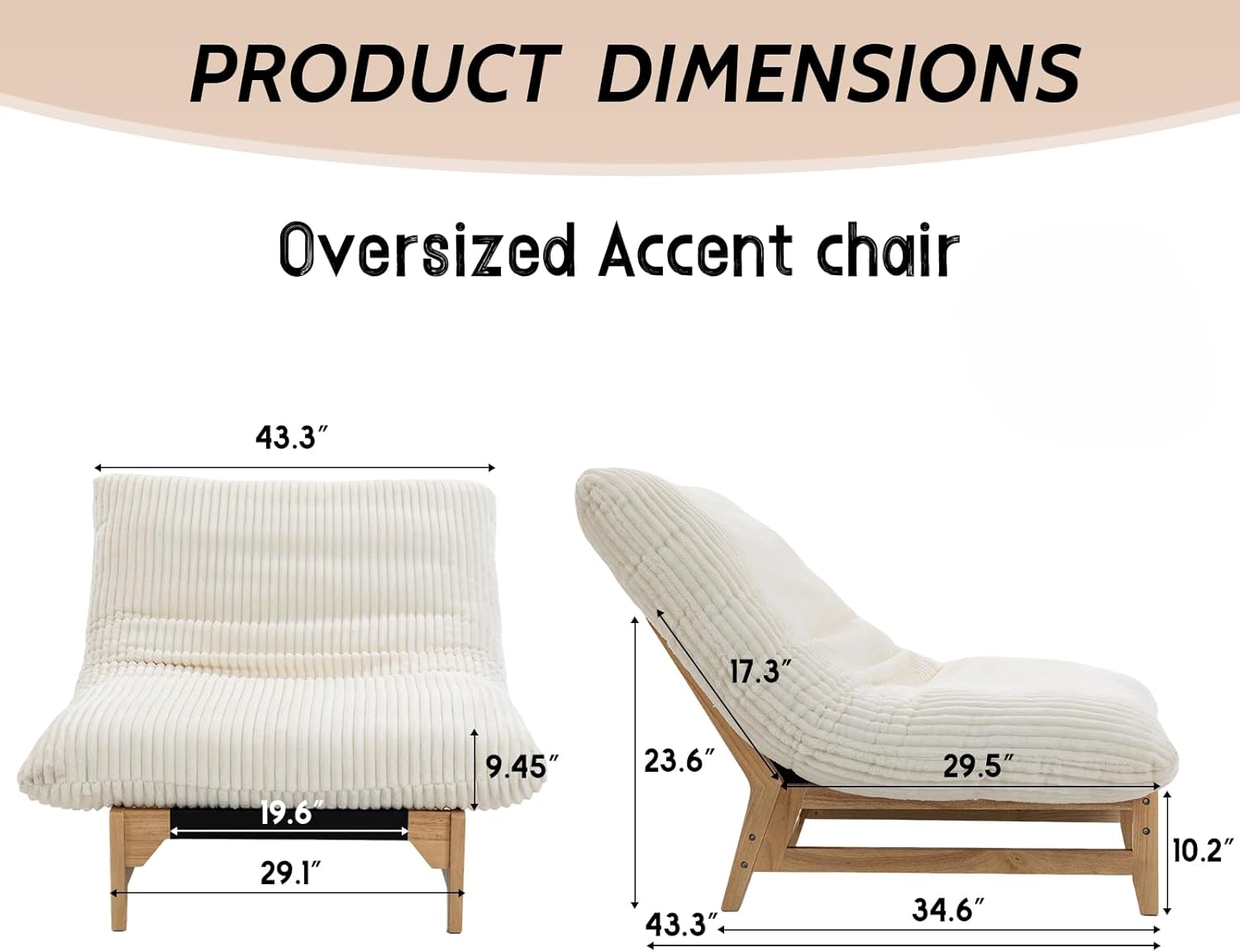 Oversized Accent Chair for Adults,Cloud-Like Sink-in Comfort with Supportive Structure,Deep & Wide Reading Chair for Living Room Relaxation White