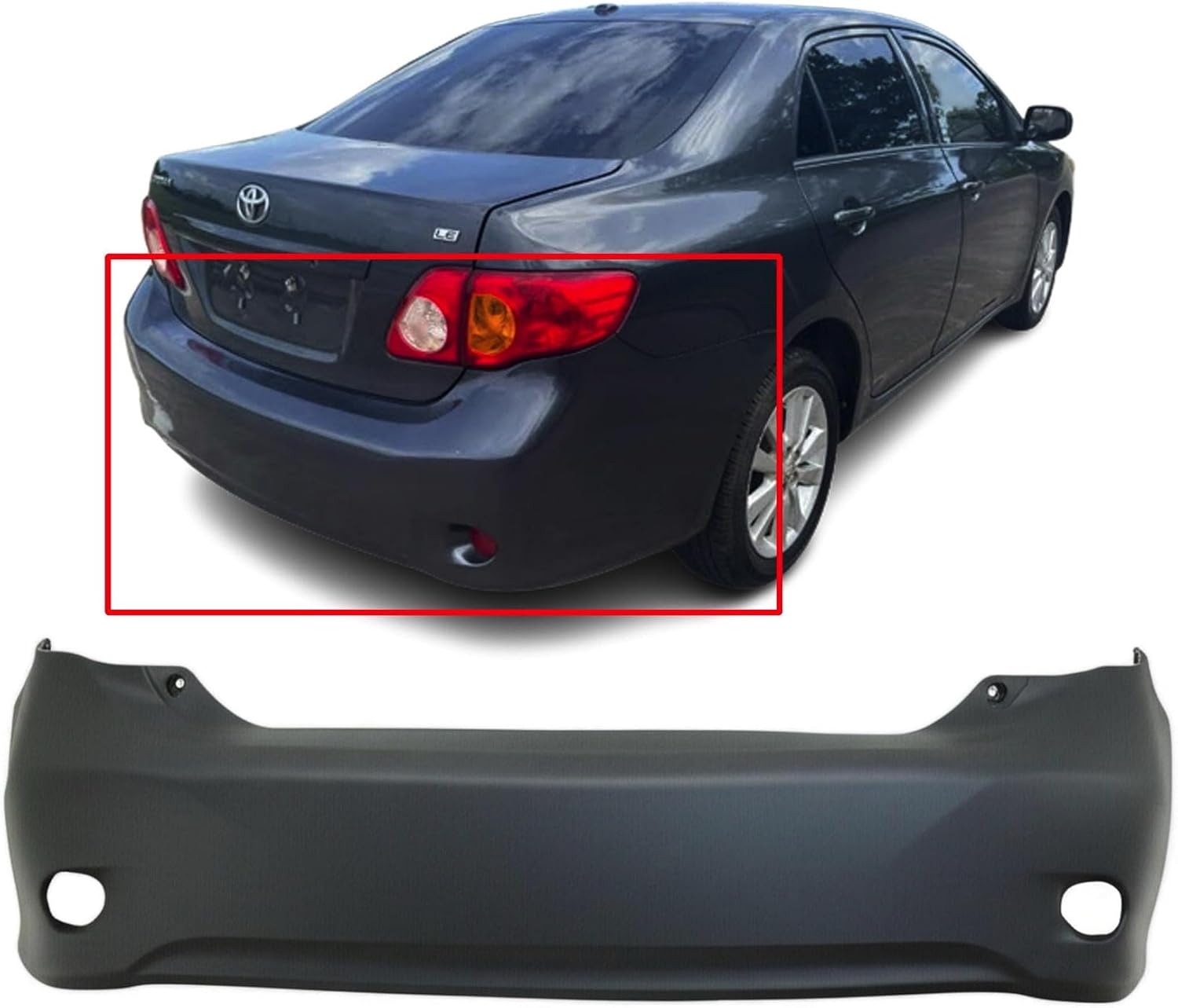 FitParts Compatible With Rear Bumper Cover 2009 2010 Toyota Corolla Sedan 09 10. New, Primed & Ready for Paint. W/O Park Assist Sensor Holes. TO1100268 5215912934