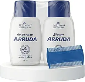 Arruda Kit Infantil e Adulto Shampoo 140ml + Condicionador 140ml + Pente Fino - Combate Piolhos, Lêndeas e Caspa - Aroma Perfumado e Natural