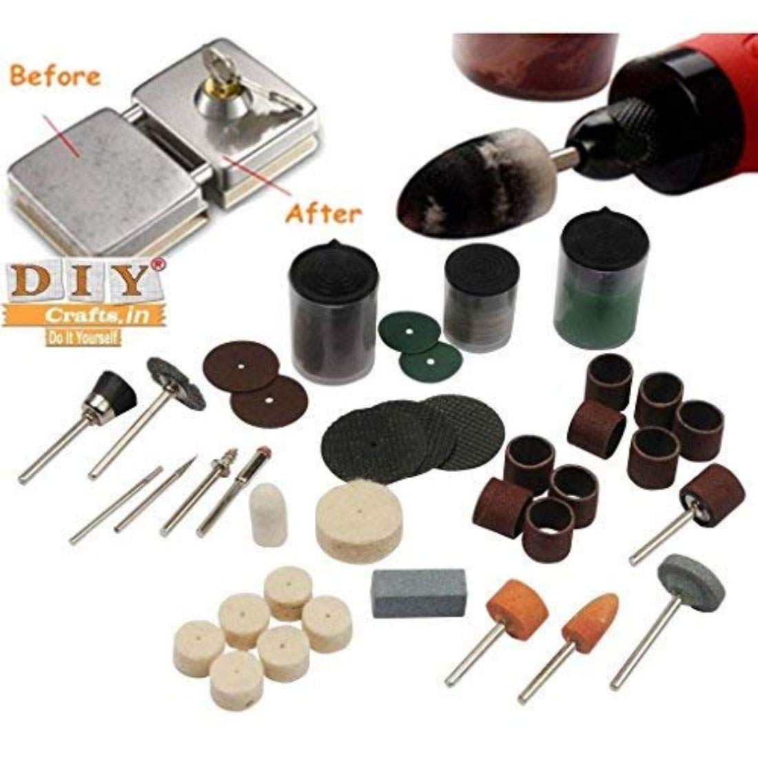 DIY Crafts Rotary Tool Kit, Variable 6 Speed For Polishing,Cutting,Sculpturing with 104 Piece All-Purpose Rotary Accessory Kit, Flex Shaft and Hanging Stand (Style No # 18, Rotary Tools) 1