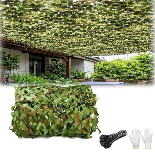 Red de Camuflaje Ligera, 1.5m 2.5m 3.5m 4m 5m 6m 7m 8m 9m 10m Vela de Sombra para Jardín, Malla de Camuflaje Militar para Terraza Pérgola Jardín Caza Airsoft Cortina Deco Resistente(W3.5xH19m)