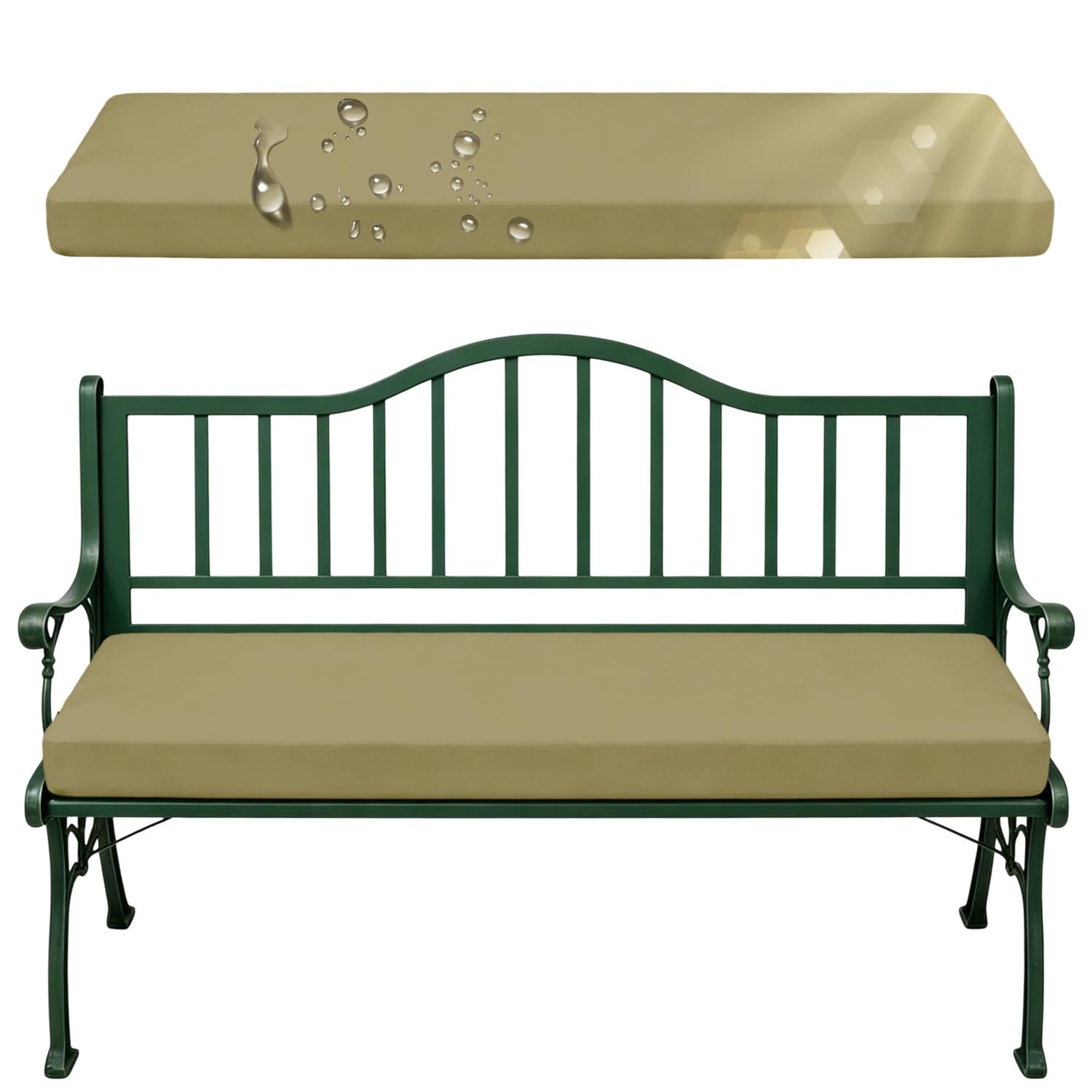 Housse amovible zippée pour coussin banc extérieur avec mousse confort sable 50D