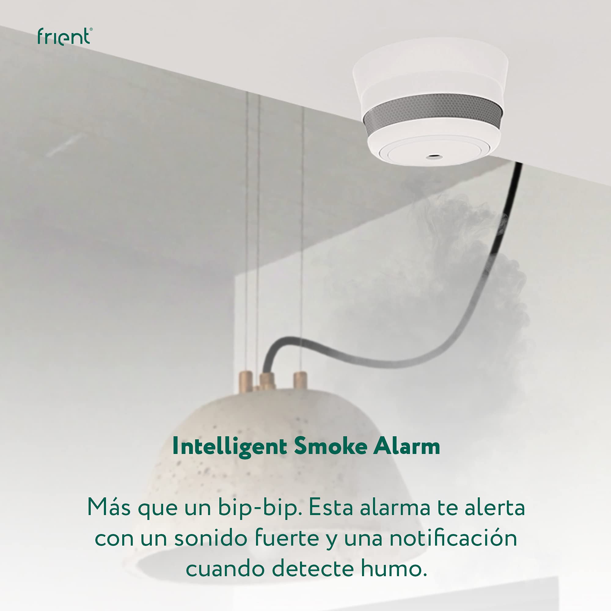 frient Intelligent Smoke Alarm | Detector de Humo Inalámbrico | Notificaciones Instantáneas | EN 14604 | Alimentado por Baterías | Zigbee | Funciona con SmartThings, Home Assistant y Homey