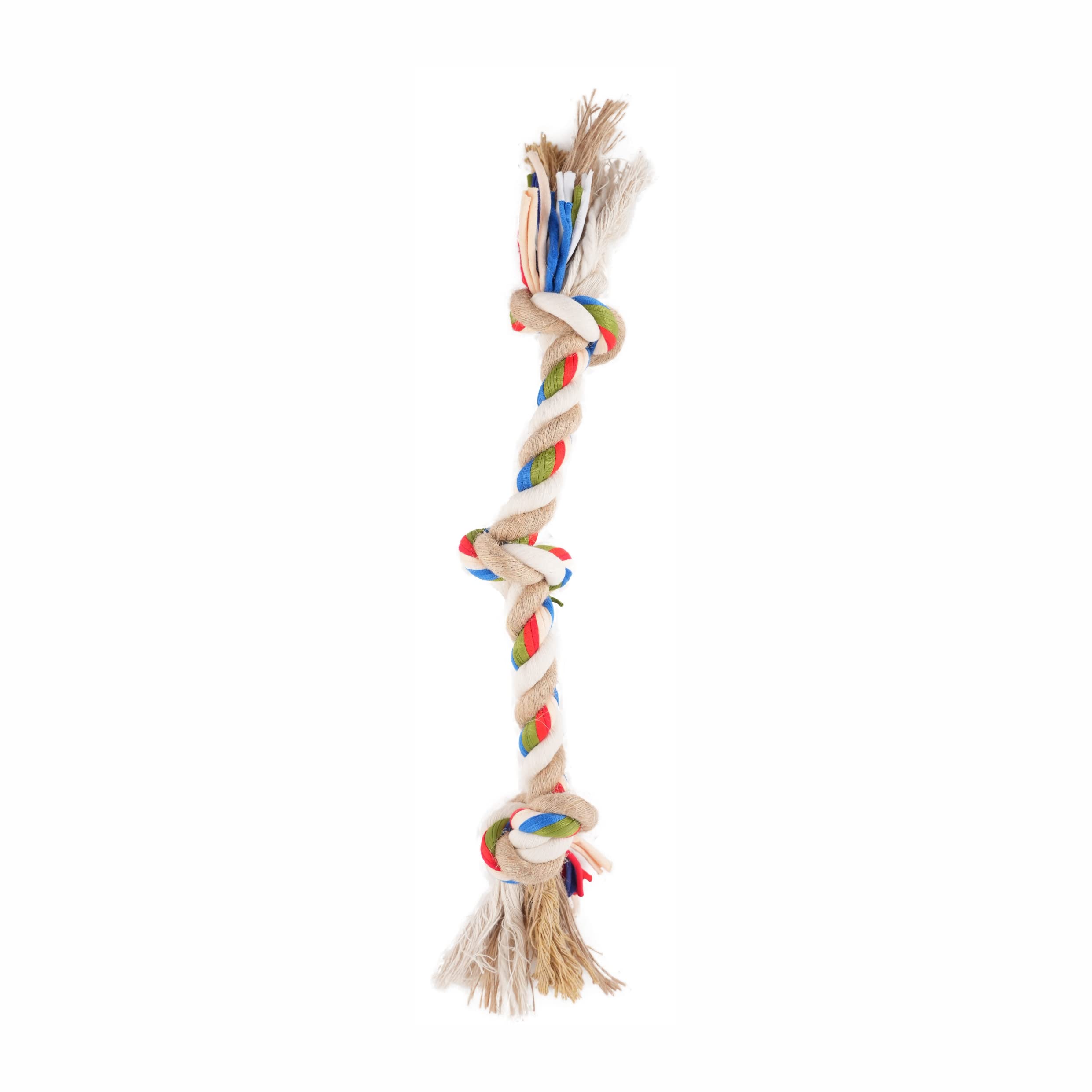 BarkButler x FOFOS Flossy 3 Knots Rope Toys for Dogs - Dog Chew Toy, Dog Toys for Medium Dogs (5-20kg) - Multicolour