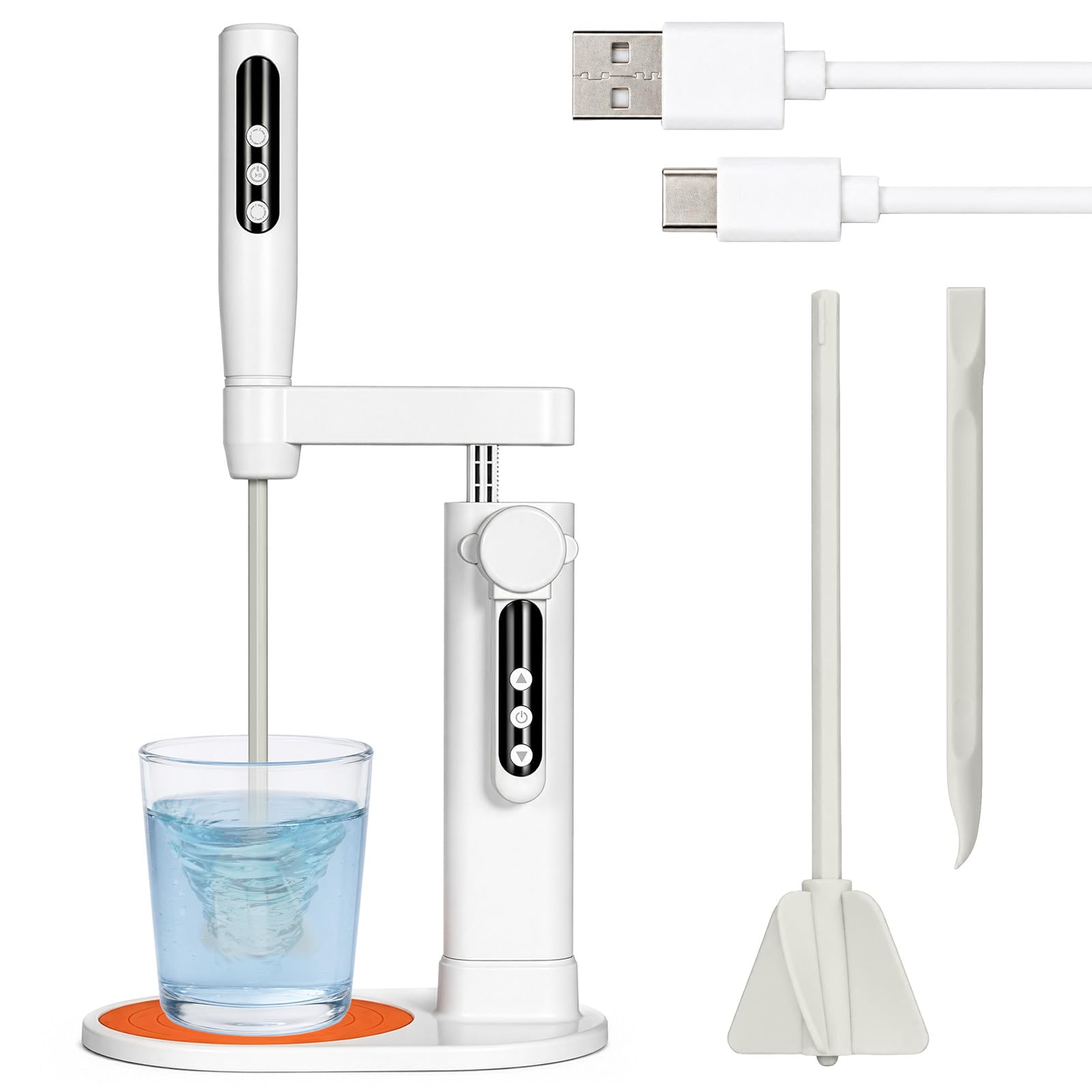 Electric Resin Mixer with Stand, Hands-Free Automatic Epoxy Stirrer, 5-Speed Dual Direction Mixing, LED Display, Adjustable Height, USB-C Rechargeable 1200mAh for Resin, Silicone, Paint & DIY