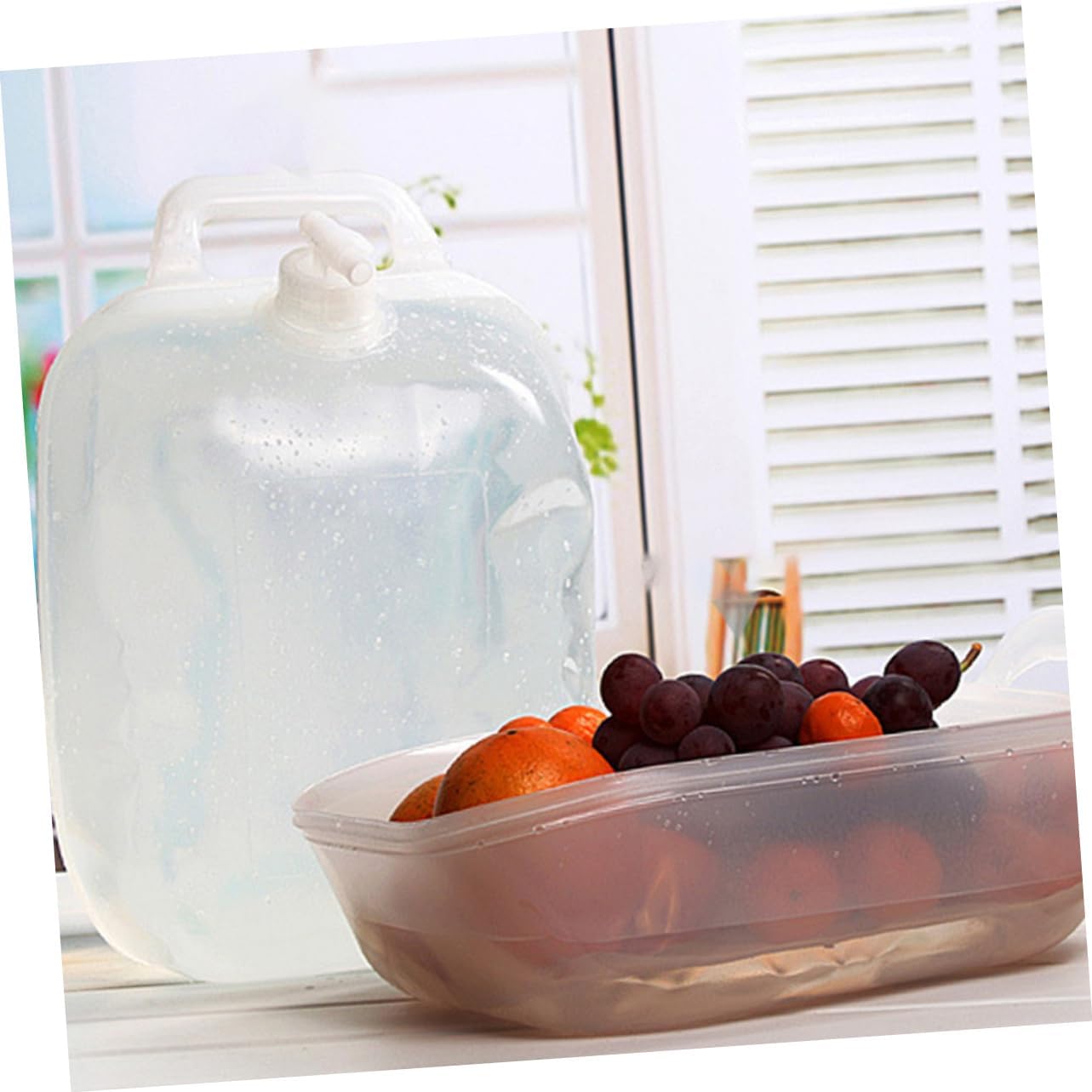 POPETPOP 1Pc Large Portable Collapsible Water Tank Outdoor Camping Reservoir with Spigot Durable Pe Material Lightweight Water Container for Hiking Emergency Use and Vehicle Storage