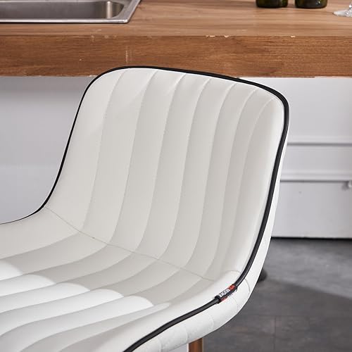 Miniatura 7 de YOUNIKE Juego de 2 taburetes de bar individuales de altura ajustable con respaldo, sillas de bar giratorias modernas de cuero sintético acolchado