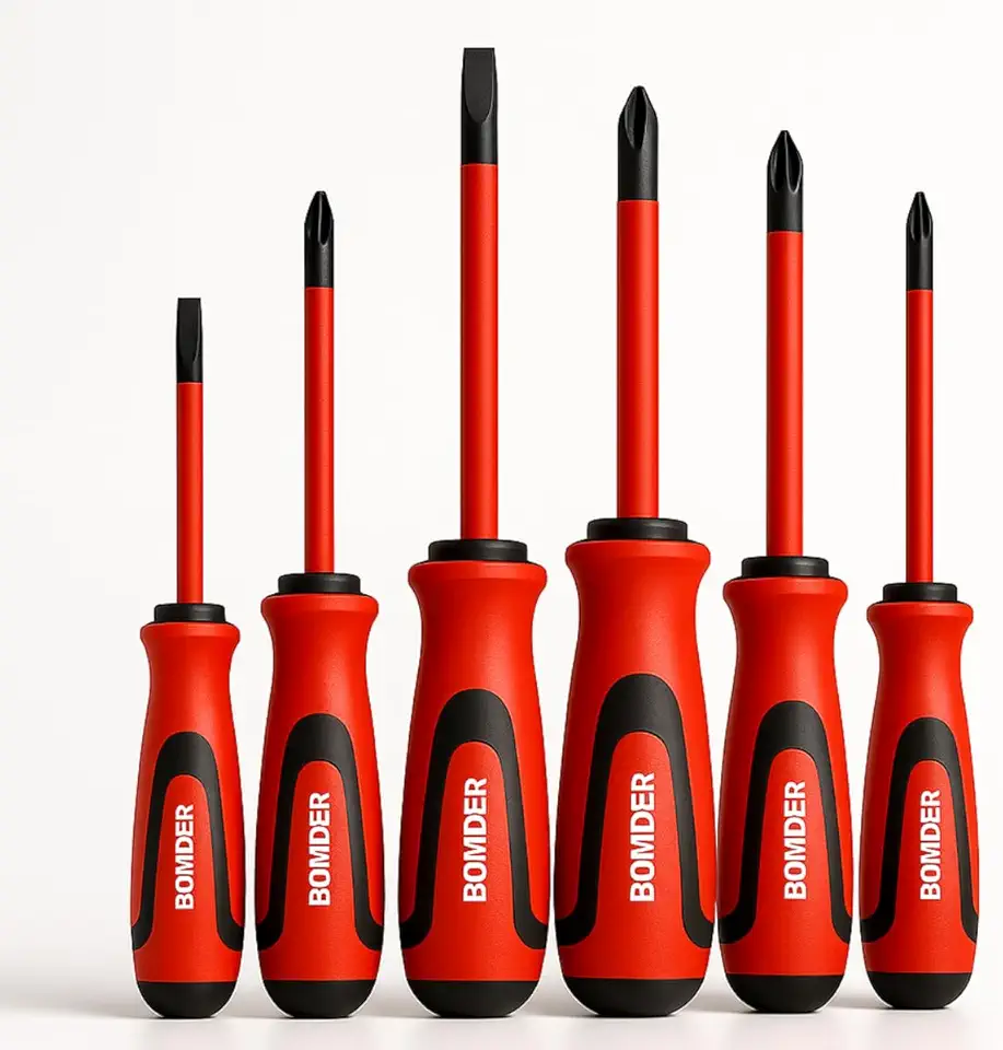 Kit Chave de Fenda e Phillips Isoladas Com Cabo Emborrachado 6 Peças Profissional com Pontas Magnetizadas e Isolamento