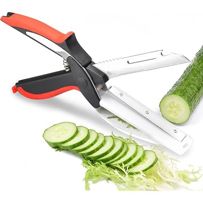 Vegetable Scissors and Food Cutter - Kitchen Shears With Cutting Board, Quick Slicer, Chopper for Meat and Vegetables