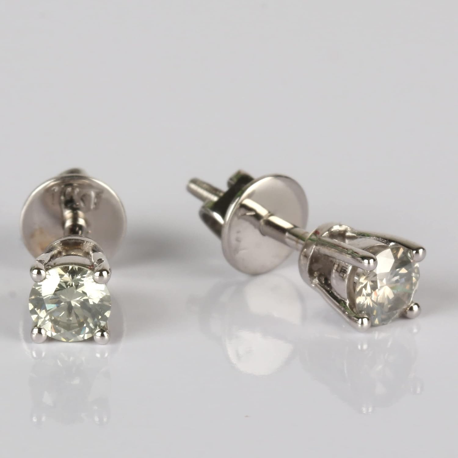 GEMHUB Round Cut Natural Diamond Stud Earrings in 14K White Gold – 1.74 Gram Elegant Gift Jewelry for Women