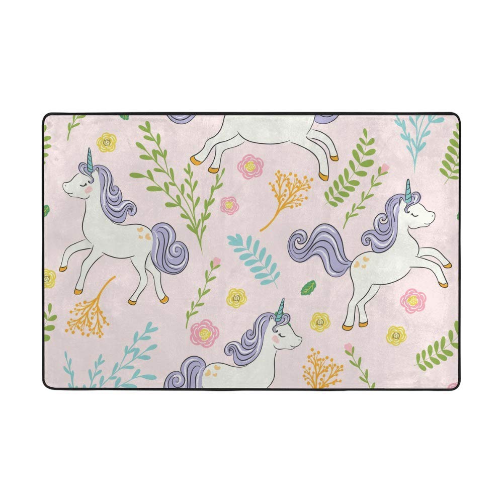 Tapis licorne rose corail en velours pour décorer la chambre de fille