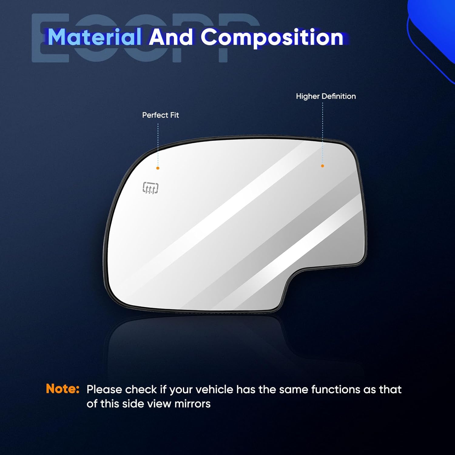 ECCPP Exterior Mirror Driver Side(LH) fit for Chevy Avalanche Suburban Silverado Tahoe for GMC Sierra Hybrid Classic Yukon Power Heated Left Side Replacement Mirror Glass