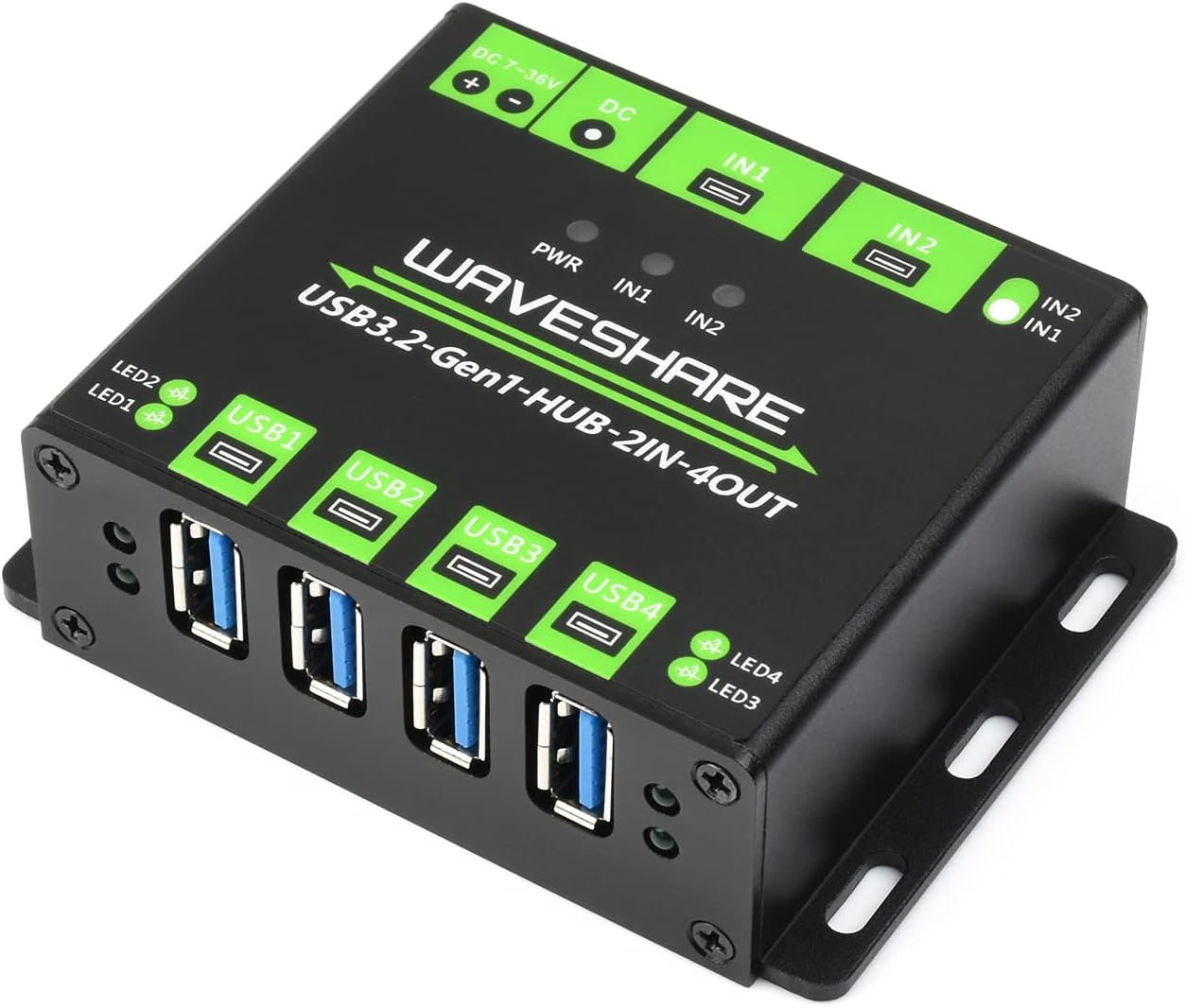 Industrial USB HUB with 4X USB 3.2 Ports, Switchable Dual Hosts, up to 5Gbps,Onboard Multi Protections,Compatible with Linux, Windows 11/10 / 8.1/8 / 7 / XP