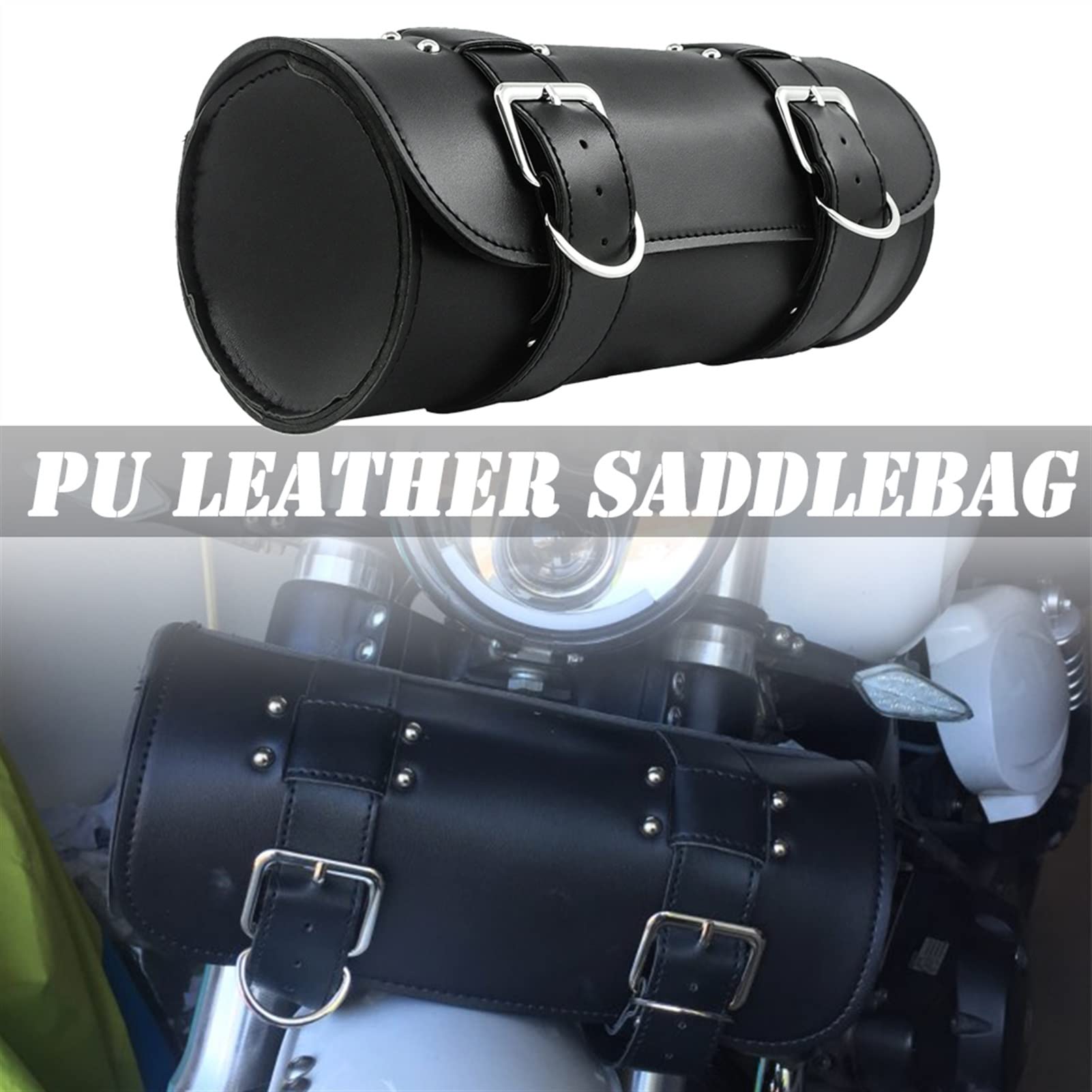 pour Harley Sportster Chopper Bobber Cruiser Dyna Softail Moto Sacoche Selle Bagages PU Sacs Fourche Avant Sac À Outils Sac À Outils Moto Accessoires