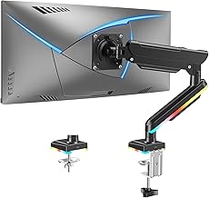 MOUNTUP RGB Single Monitor Arm Fits 32 27 24 22 inch, Holds 4.4-22lbs Screens, Monitor Stand for Desk with RGB Lights, 19 ...