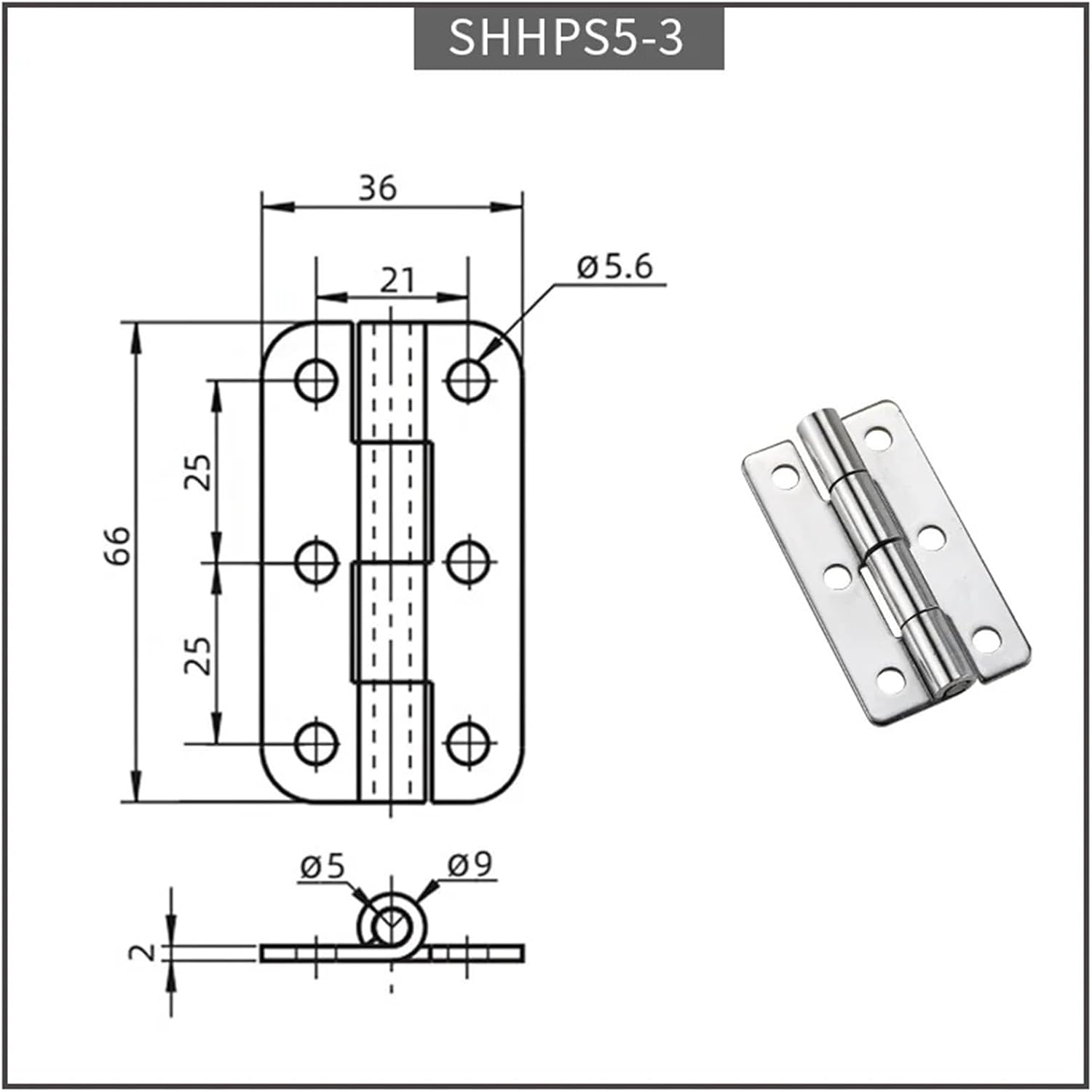 Hinge Bearing Stainless Steel 304 Door Frame Hardware Accessories HHPSD5-3/ SHHPS6-3 1Pcs(SHHPS5-3)