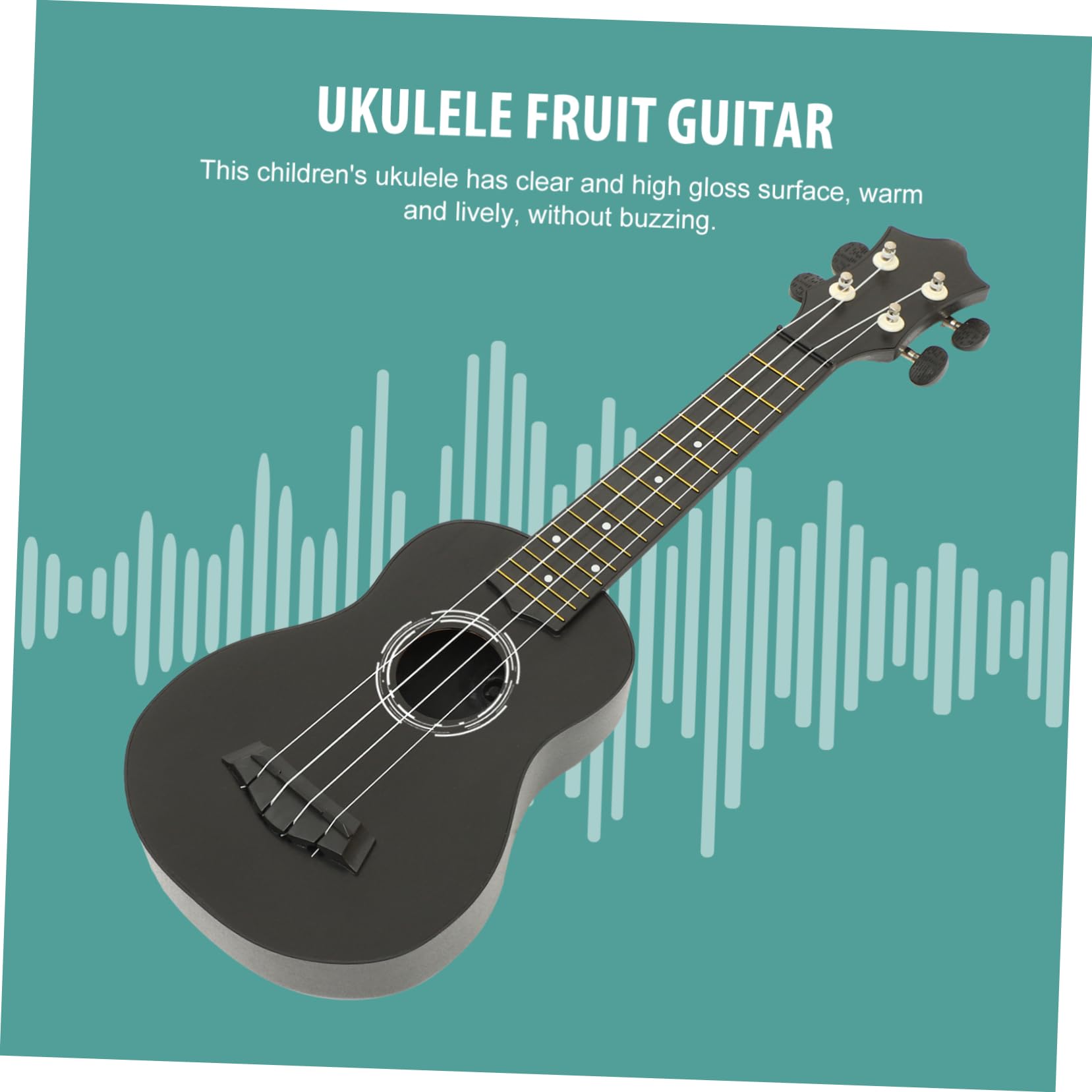 Ukelele de 21 Pulgadas para Principiantes, Negro, de Madera