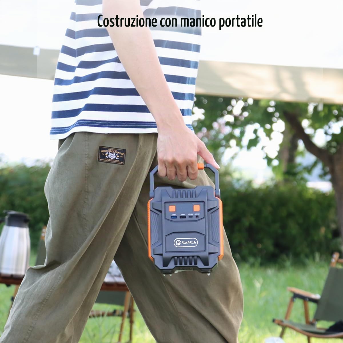 FlashFish - Power station portatile, 172,8 Wh/200 W, generatore solare 230 V | Generatore di corrente a batteria con AC/DC/USB/LED, generatore di emergenza per campeggio, viaggi, interruzioni di corrente
