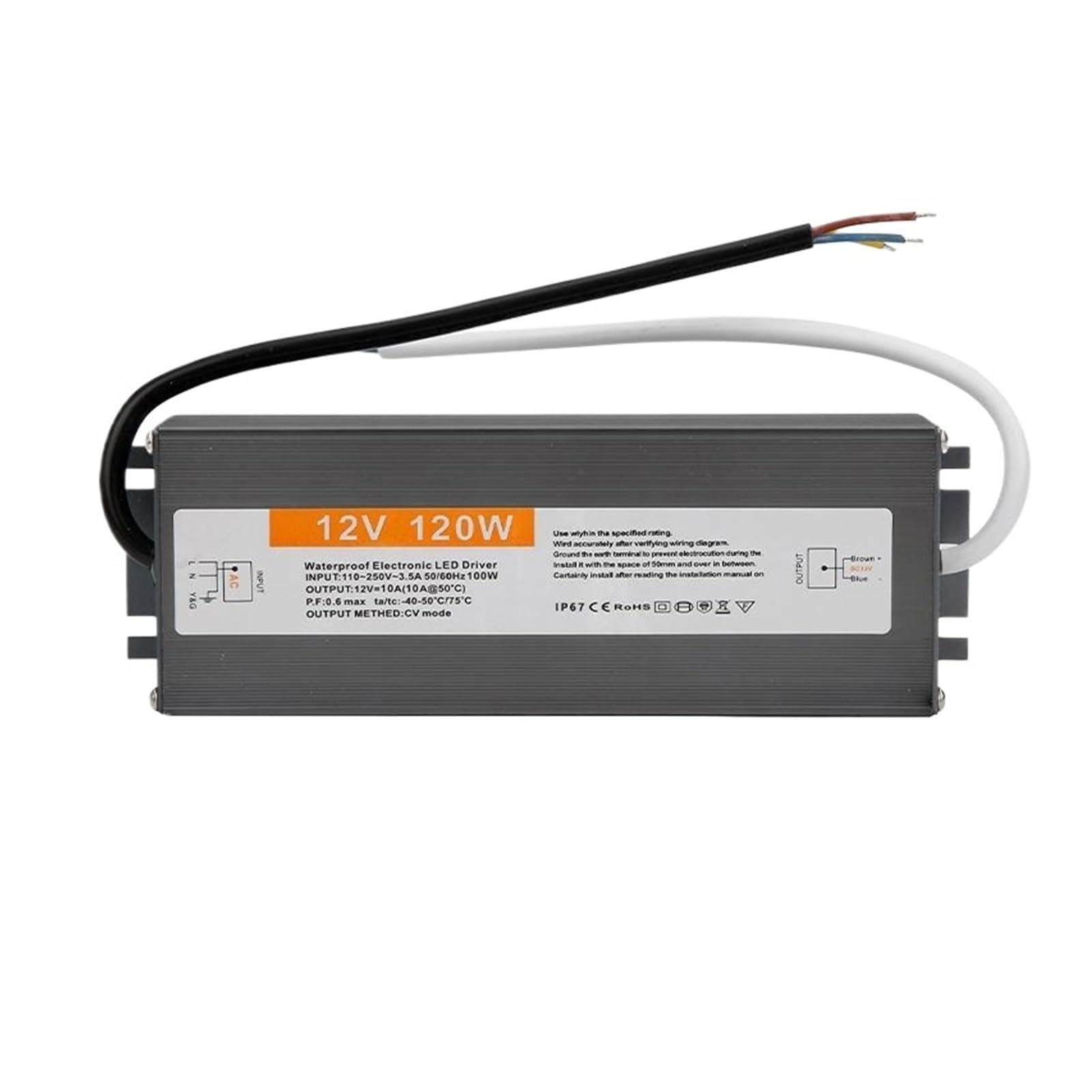 MBMYVRNKJL Lighting Transformer 110-250V AC to DC 12V 120W 10A LED Driver Adapter Aluminum Switching Power Supply