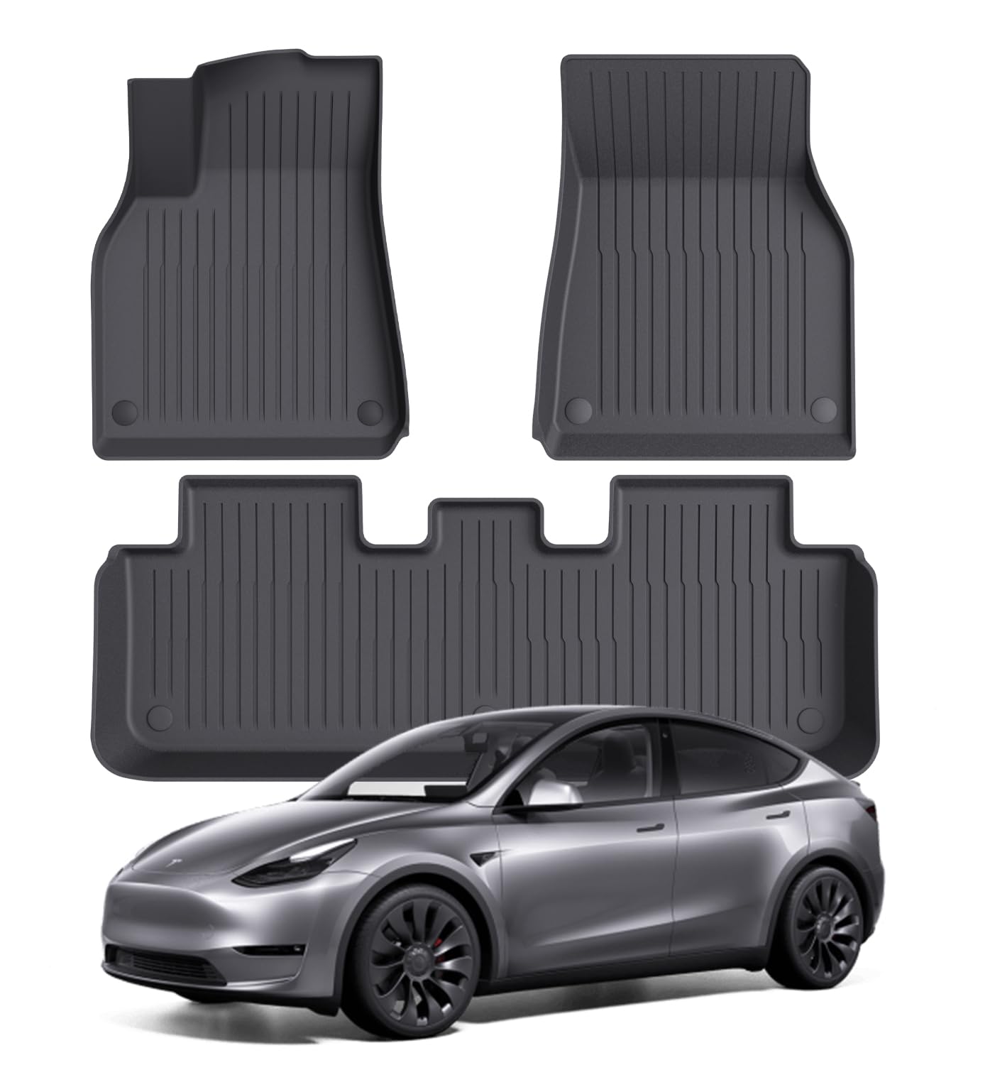 Wekar Floor Mats Fits for Tesla Model Y 5-Seat 2024-2020 - Custom Fit All Weather Front Rear Row — view 7