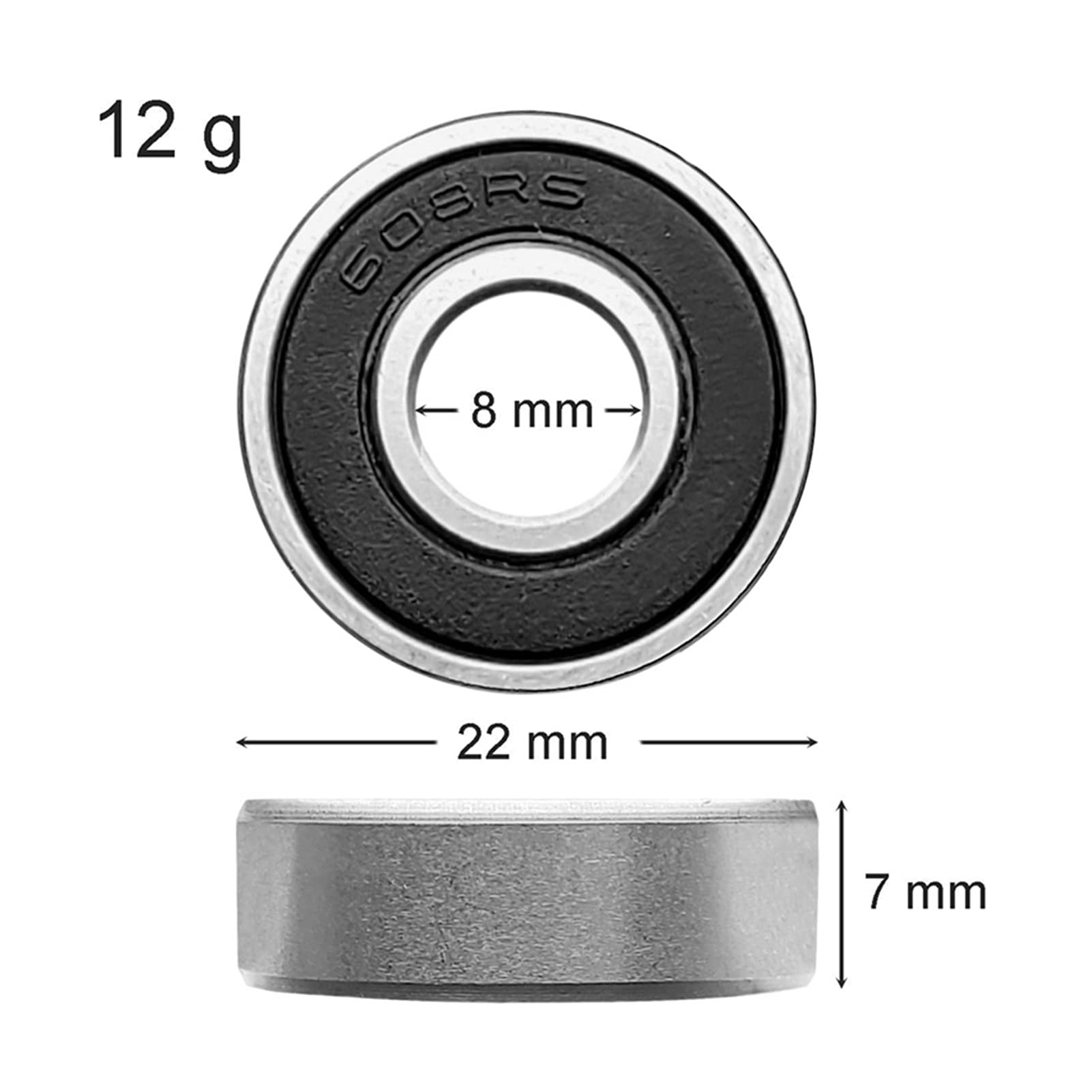 Youngran 60pcs / Set 608 2RS. Cuscinetto a Sfere ABEC-5 8X22X7 MM Cuscinetti a Sfera sigillata in Acciaio al Carbonio Leisurely (Color : Silver)