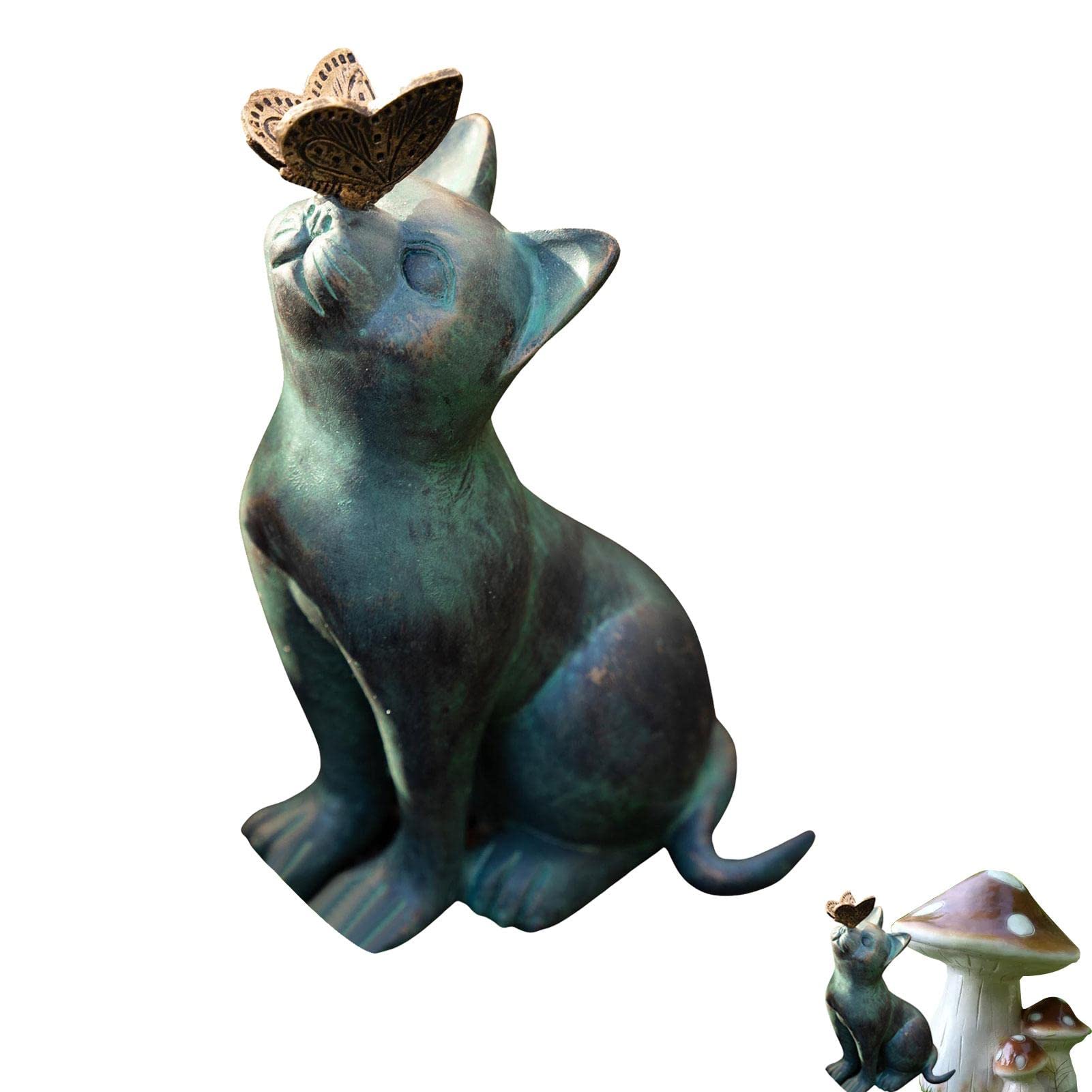 MINGZE Tuinhars Meditatie Kat Beeldhouwwerk, Mediterende Yoga Kat Beeldje Bulldog Boeddha Standbeeld Decoratieve Tafelblad Collectible Ornament voor Woondecoratie Tuin Yard