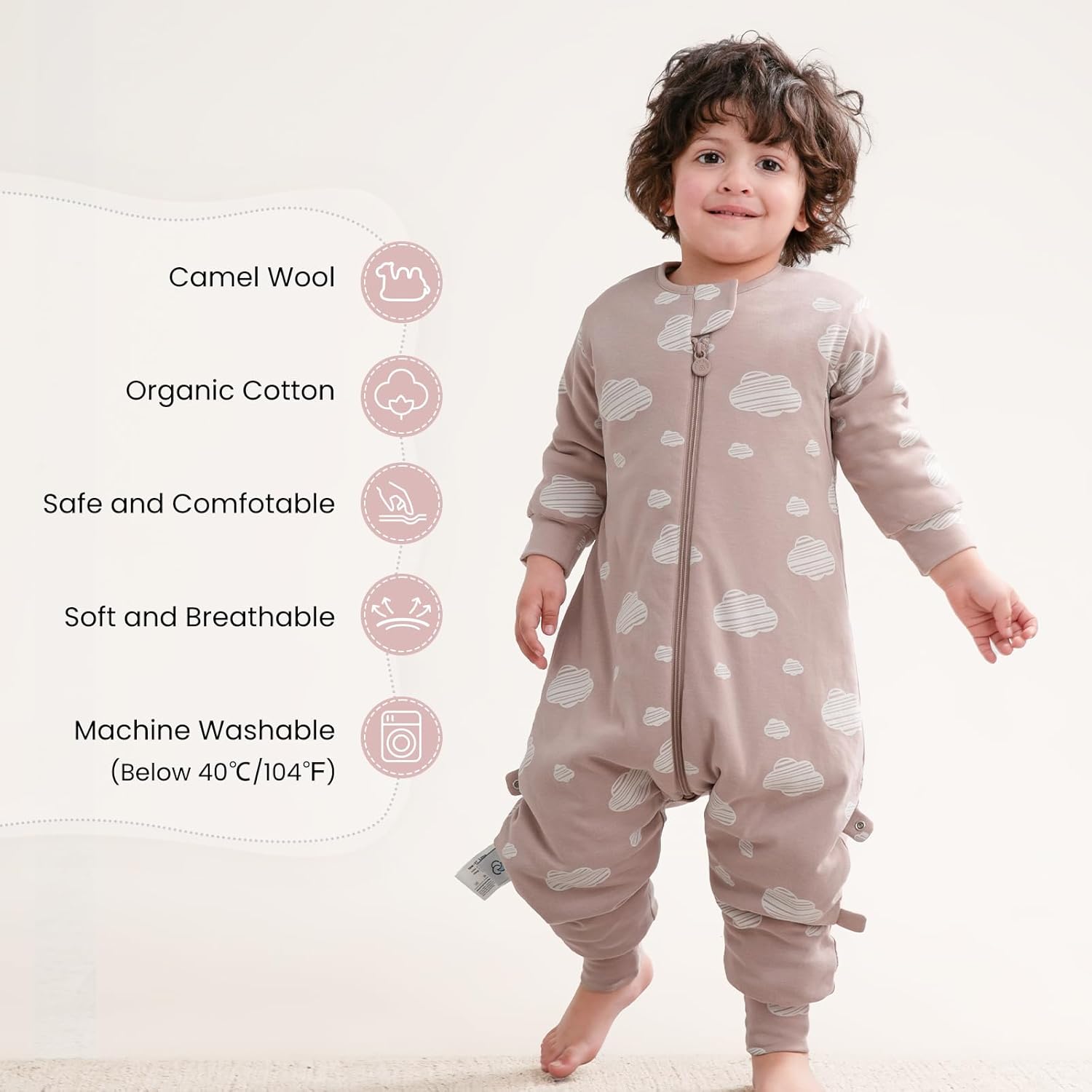 kaiya baby Unisex Toddler Sleep Sack with Feet, 2.5 Tog Baby Winter Sleep Sack Long Sleeve Gifts for Boys & Girls