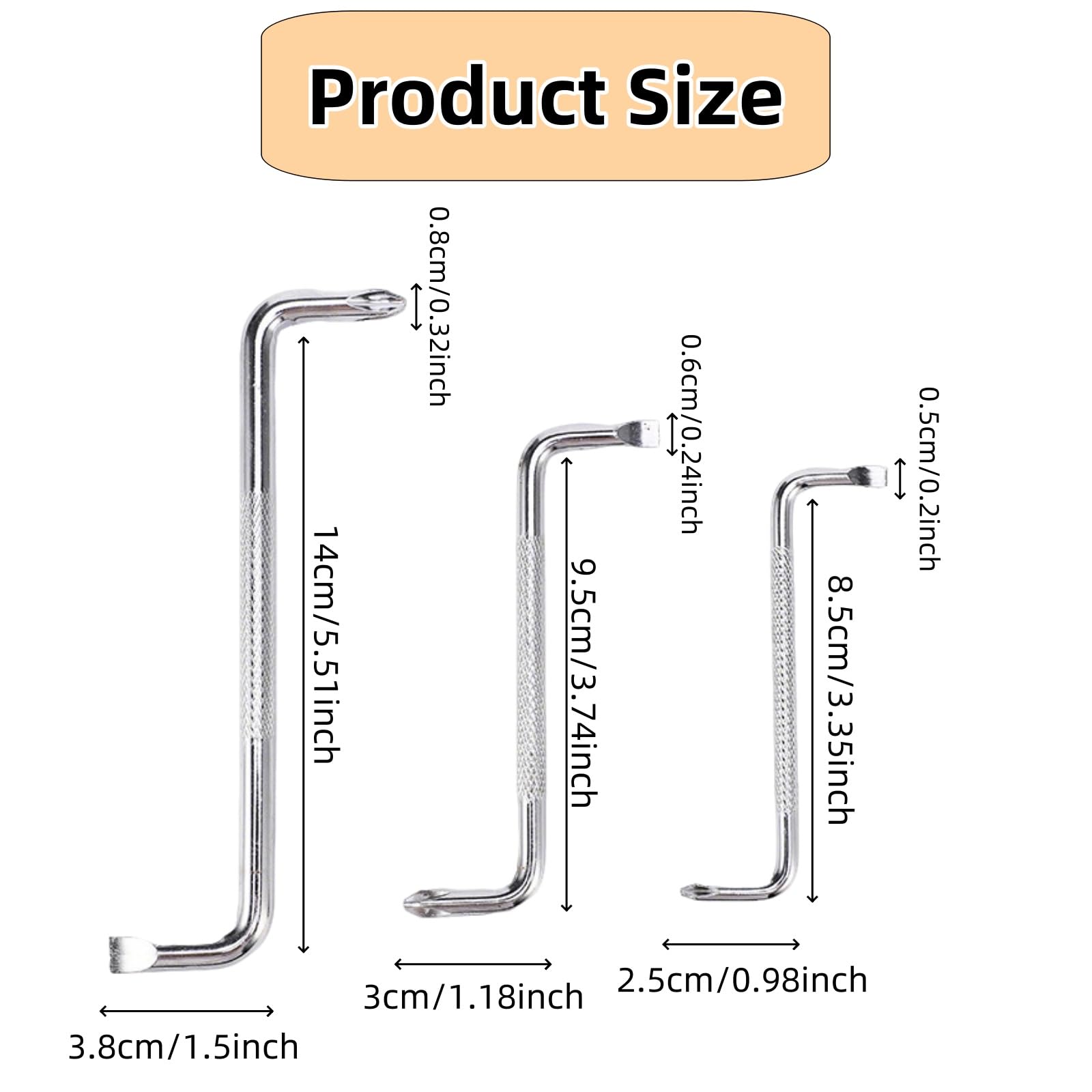 JLEivvi 3 Piece Offset Screwdriver Set Right Angle Screwdriver with Z Type Design for Tight Space Double Headed Flathead Driver Kit for Engine and Appliance Repair - Image 2