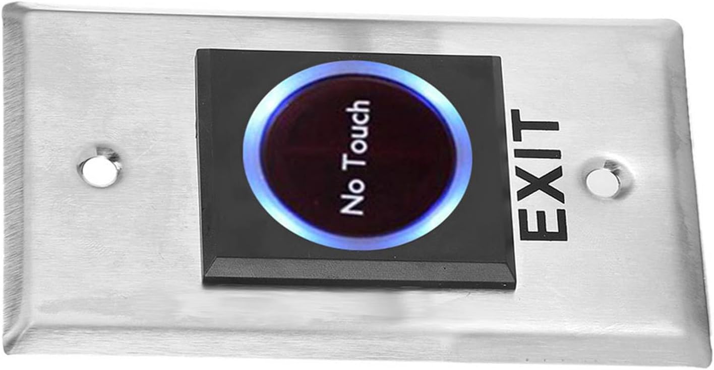 Generic Infrared Sensor Contactless Touch-Free Door Exit Button with Backlight for Access Control System, Blue Backlight, Suitable for Various Door Frames, Metal Material