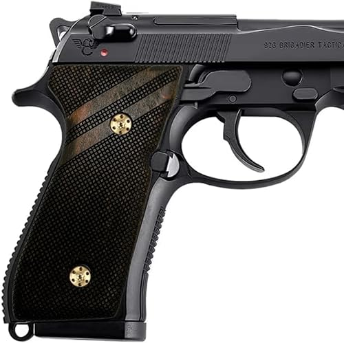Puños de madera hechos a mano para Beretta 92FS, 92, 92F, y Girsan Regard MC Grips, Cachas para 0.354 in Beretta 92FS (doble raya cuadrada)