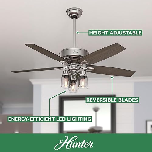 Miniatura 2 de Hunter Bennett 54190 - Ventilador de techo para interiores de 52 pulgadas con luces LED y control remoto, ventilador de techo de montaje estándar, 5
