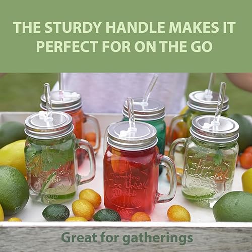 Miniatura 5 de Mason - Tarros de vidrio con asas y tapas, paquete de 6