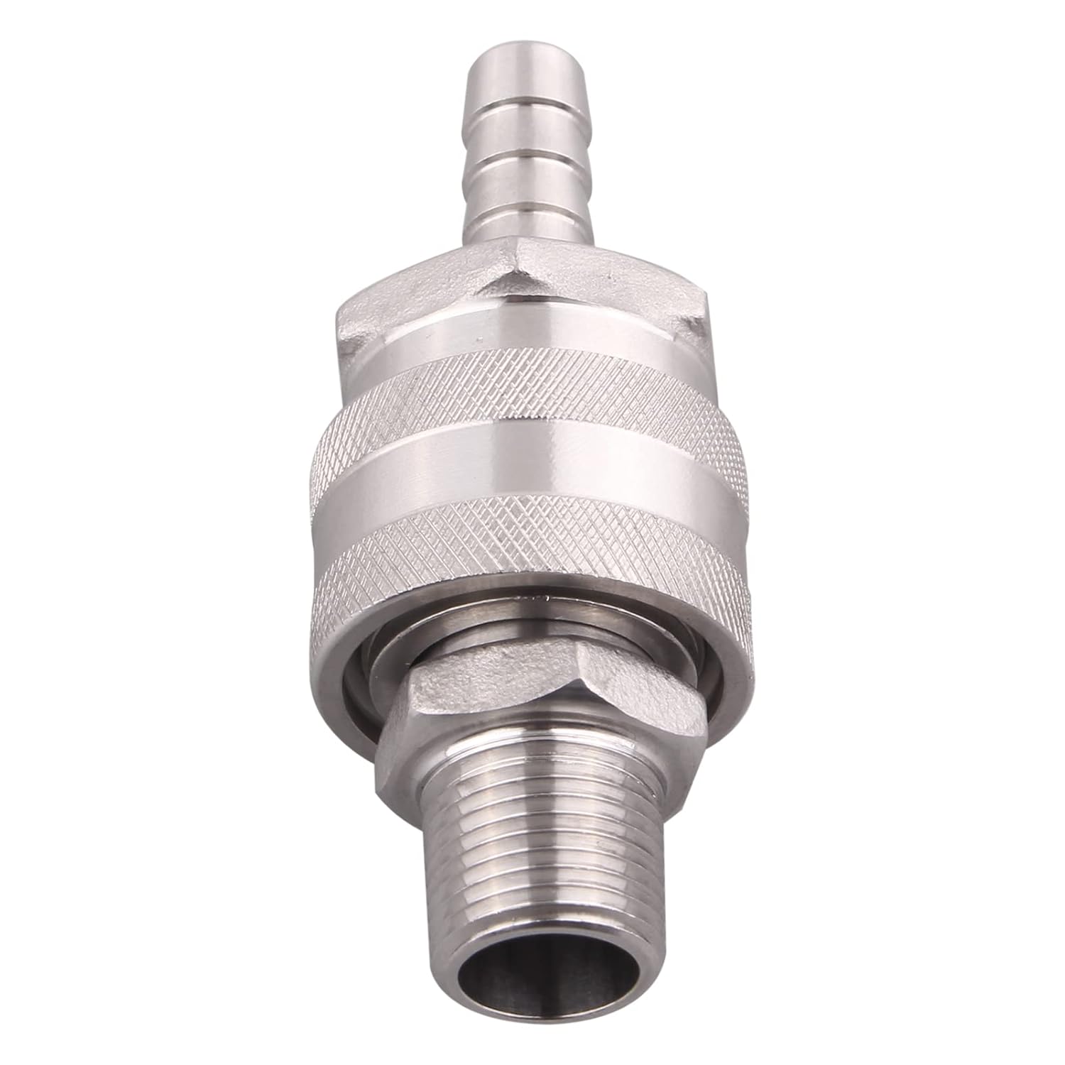DERNORD 3/8 Inch Stainless Steel Quick Disconnect Set - Beer Brewing Connector Kit (Barb Female/MPT Male)