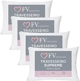 4 Travesseiros Antialérgico Toque Macio Textura Firme Lavável na Máquina Fibra Siliconada Tamanho Padrão 70x50 (4)