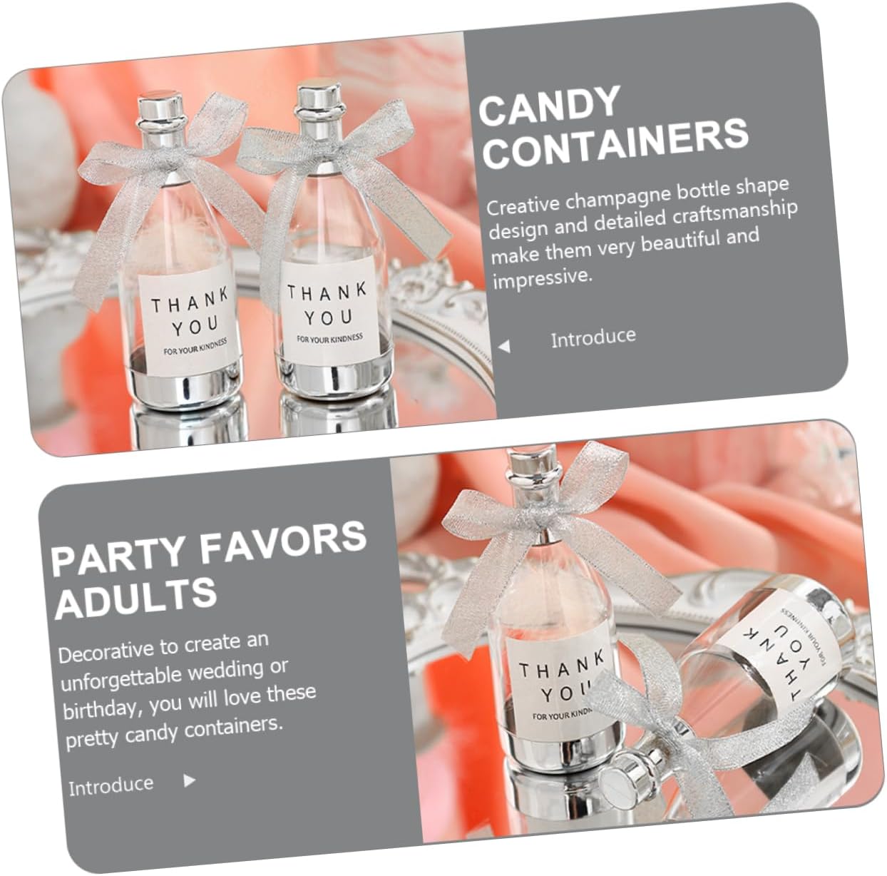 Beavorty 24pcs Elegant Candy Storage Bottles Bottle Candy Boxes for Weddings Birthdays and Parties Reusable Transparent Favor Containers for Adults for
