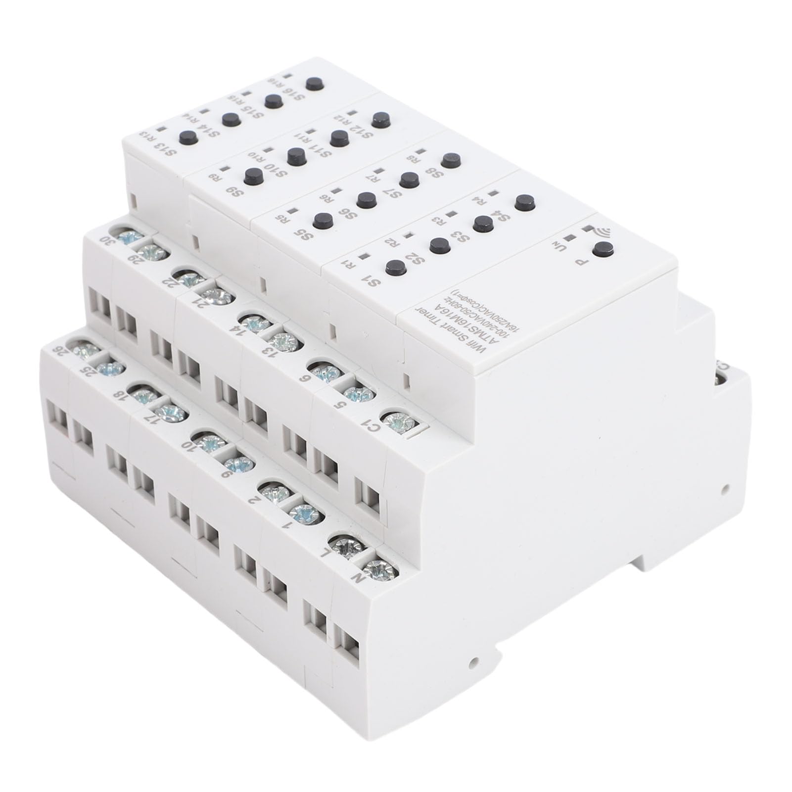 FTVOGUE Interruptor Inteligente por Voz 16A, Temporizador de 16 Canales, | Gestionado por aplicación, soporte de sincronización de cuenta regresiva, material ABS duradero, capacidad multiusuario,