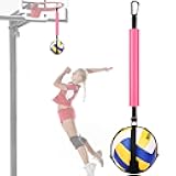 TOBWOLF Volleyball Spike Trainer with Bottom Holder, Volleyballs Spiking Pal for Basketball Hoop, Adjustable Volleyball Holder, Solo Practice Trainer Improves Serving, Jumping and Spiking Power