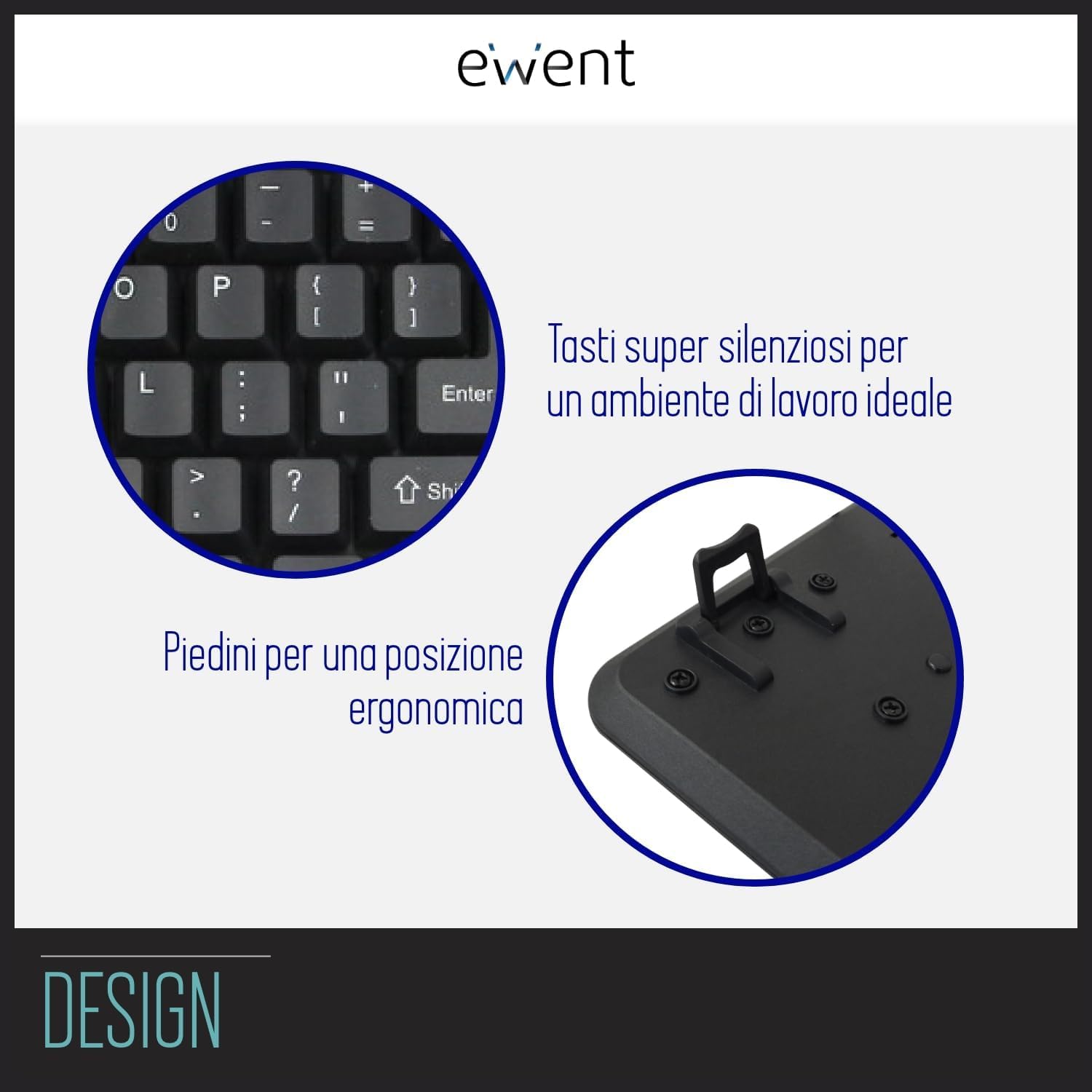 Ewent Tastiera Professionale USB Cablata, Layout Italiano QWERTY, Tastiera con filo per PC/Notebook/Laptop, Mac/Windows, nera