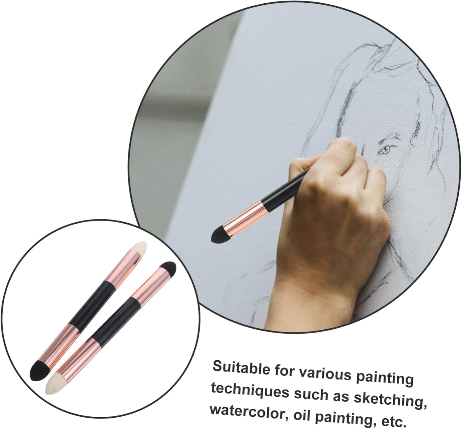 HOODANCOS 2pcs Dual-Headed Blending Sponge Brushes for Art and Sketching Washable Drawing Tools Sponge Brush and Blending Stump for Creative Card Making and Painting