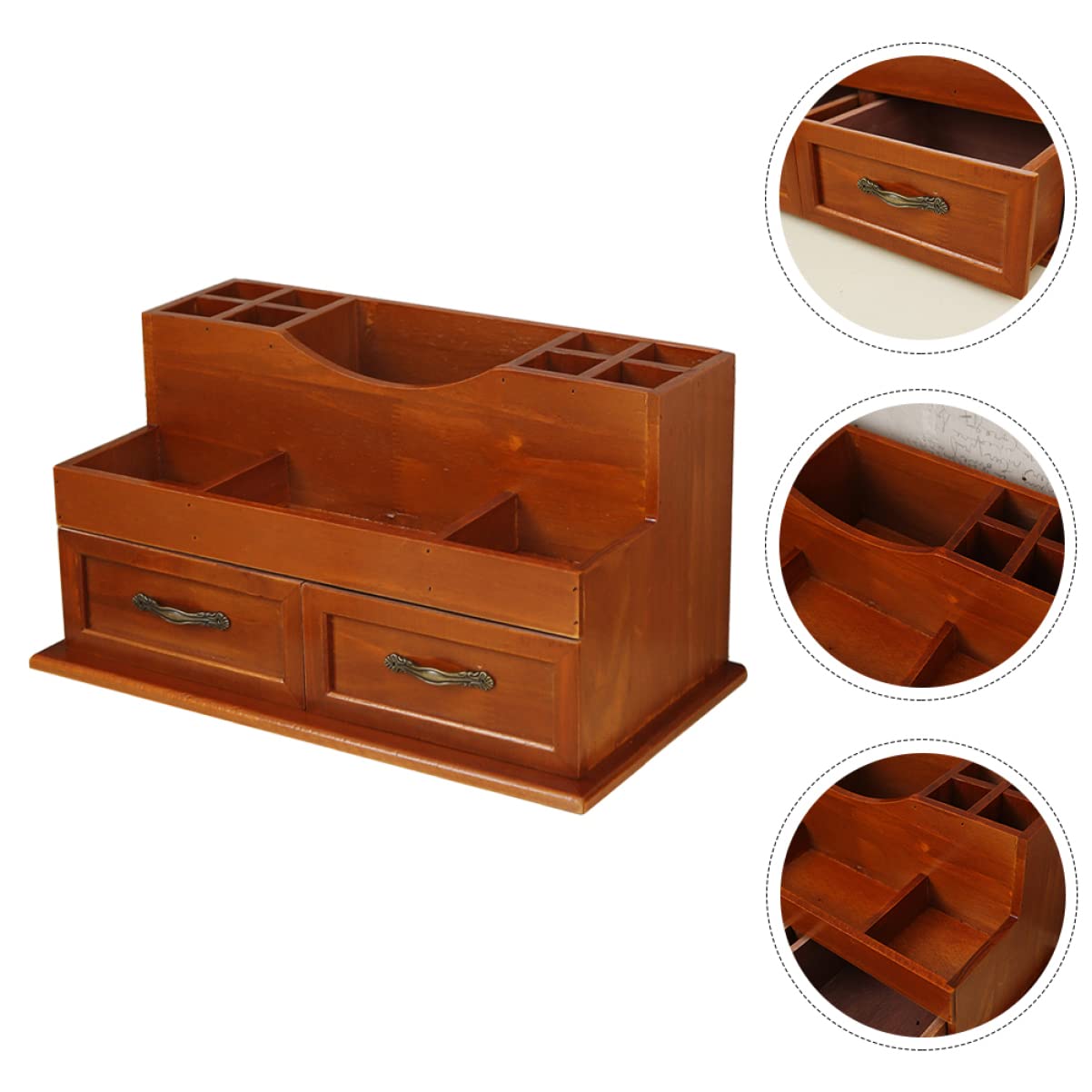 Holzorganizer Aufbewahrungsbox für Make Up im Retro Stil Braun