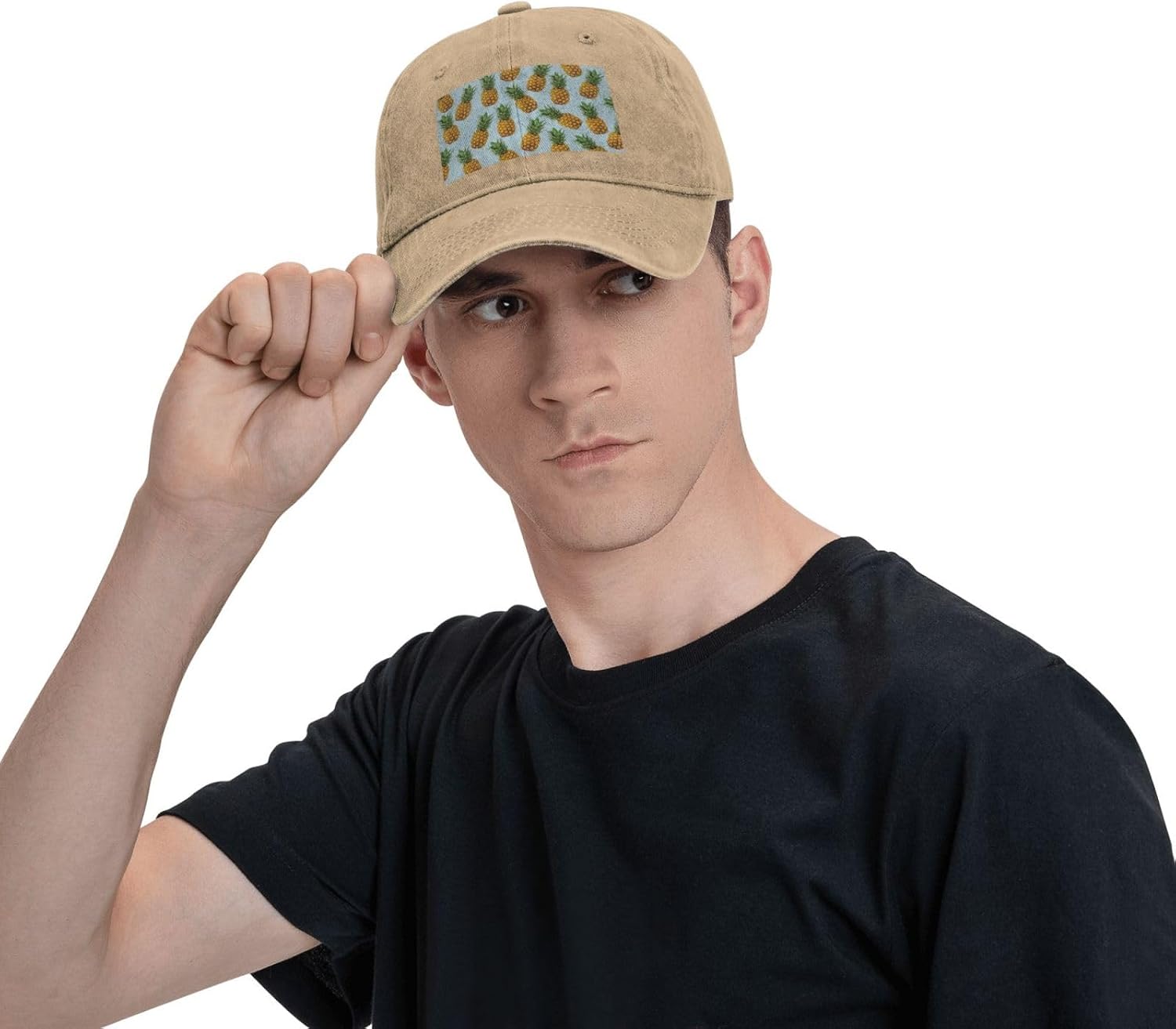 Pineapples (3) Print Cowboy Hat Personalized Baseball Cap Fashion Hat Cap Funny Gifts for Women Men Natural