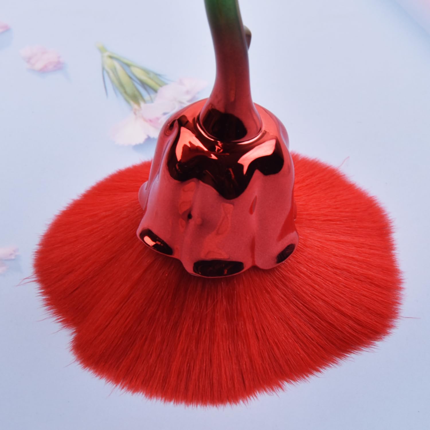 Nail Dust Brush, Red Rose Shaped Soft Duster Brush Nail Art Dust Powder Remover Makeup Manicure Brushes Clean Up Tools for Acrylic Nails